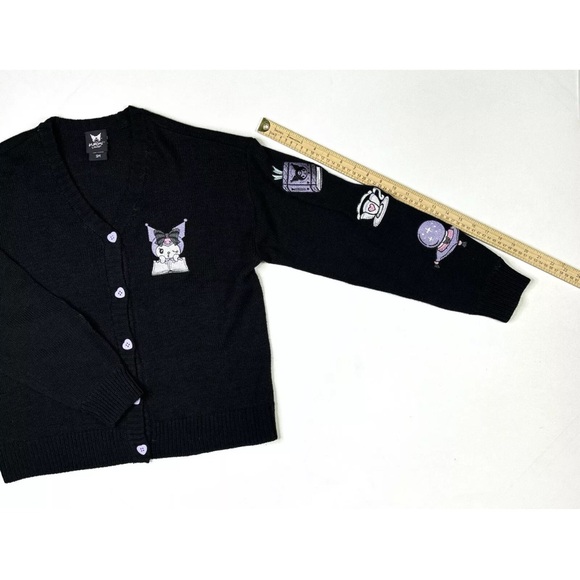 Kuromi Sanrio Embroidered Cardigan Women’s Small Sweater Fortune Teller Black - Picture 12 of 13